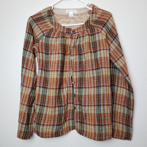 Stewart + Brown Tops - Stewart + Brown Organic Cotton Plaid Button Top